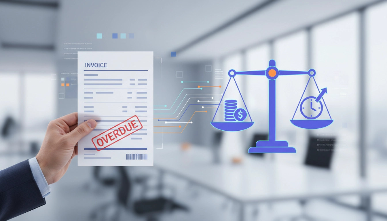 Illustration du taux légal des pénalités de retard sur une facture B2B avec calcul des intérêts de retard