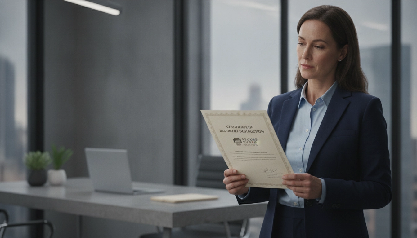 Un dirigeant de PME examinant une preuve destruction archives comptables traçabilité légale dirigeant PME pour garantir sa conformité.