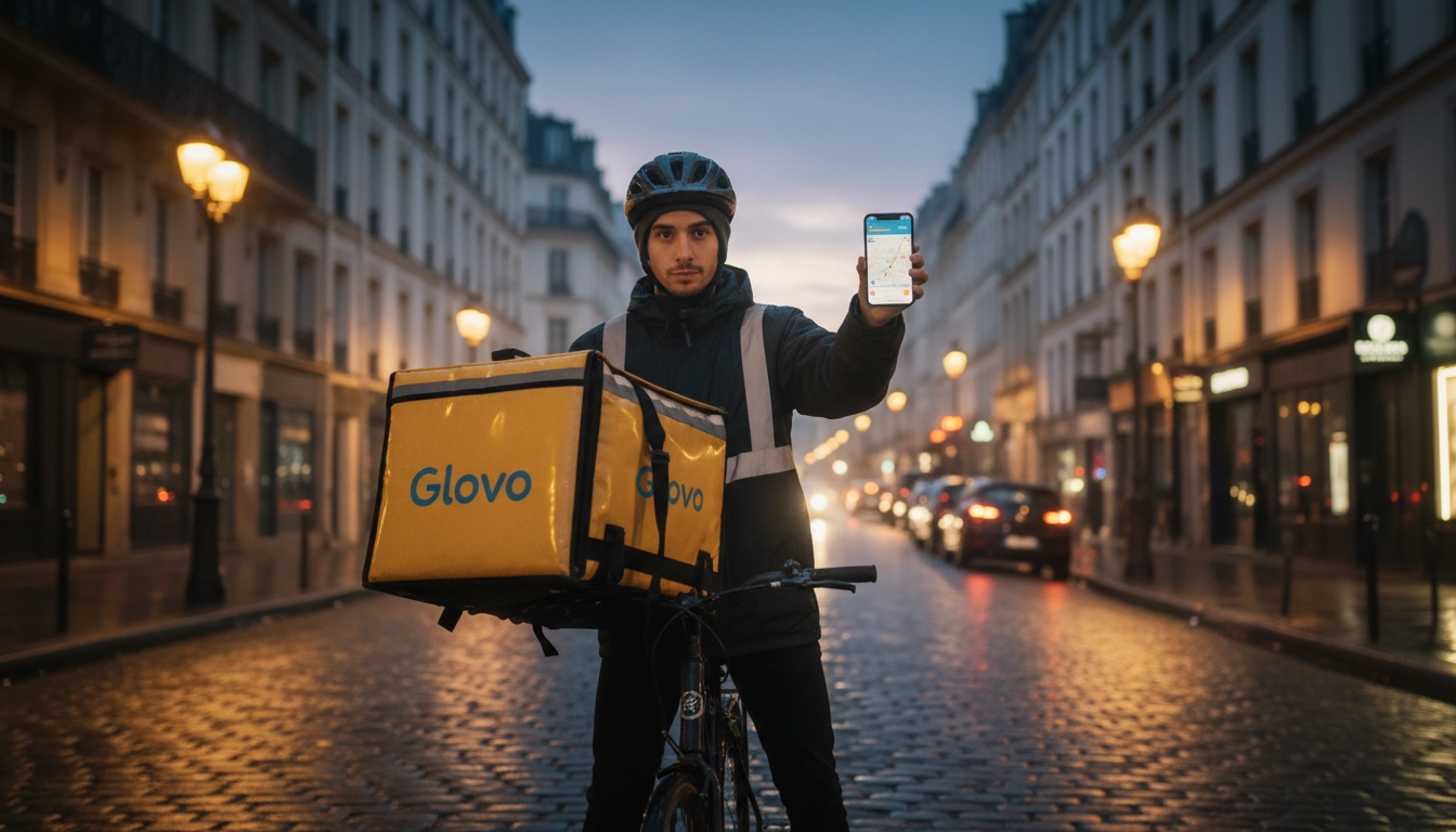 Livreur de repas à vélo illustrant l'application du taux de TVA 10% sur la livraison de repas à domicile