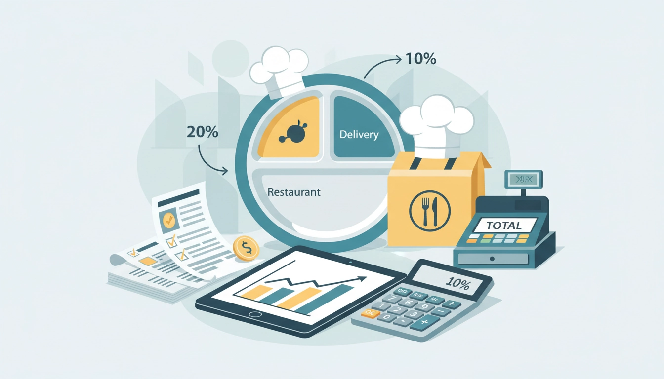 Restaurateur appliquant le taux de TVA 10% restauration livraison repas sur une facture numérique