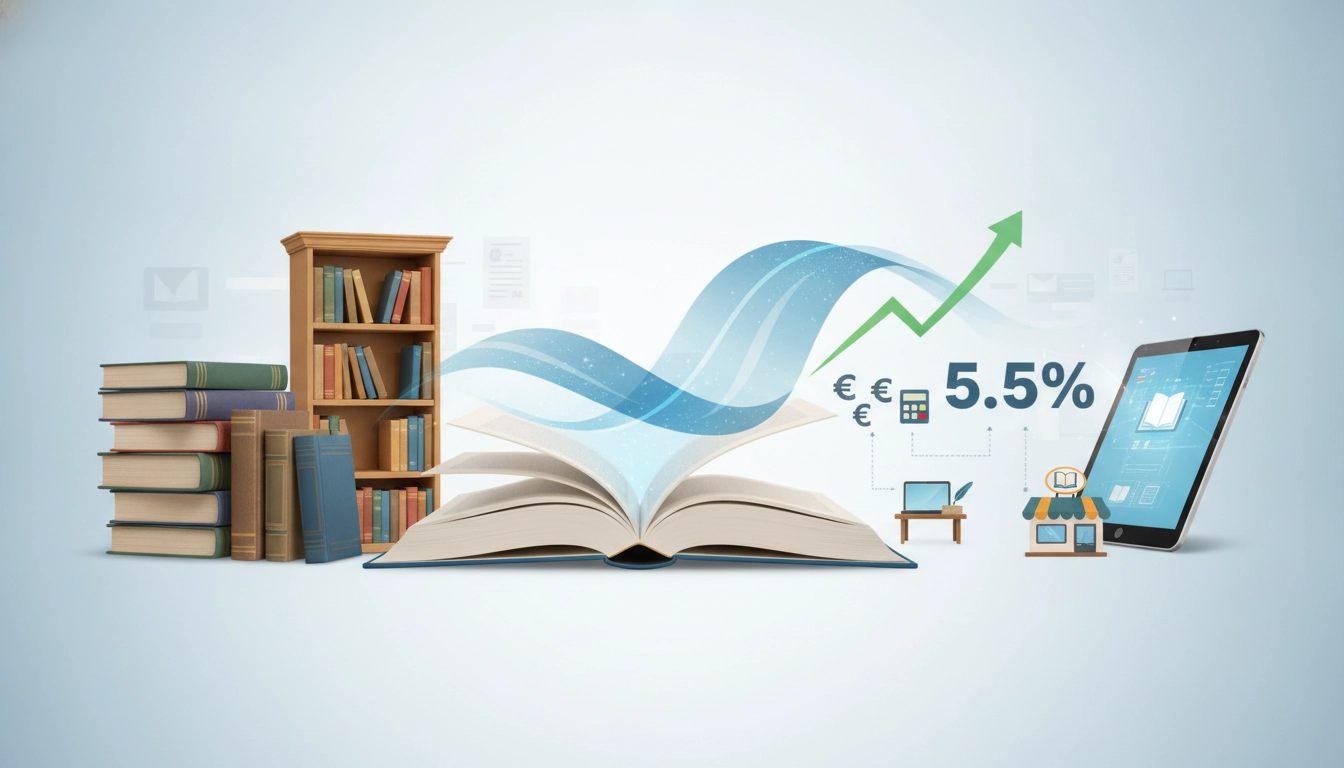 Graphique montrant l'application du taux TVA réduit 5,5% livres papier et numérique pour les professionnels