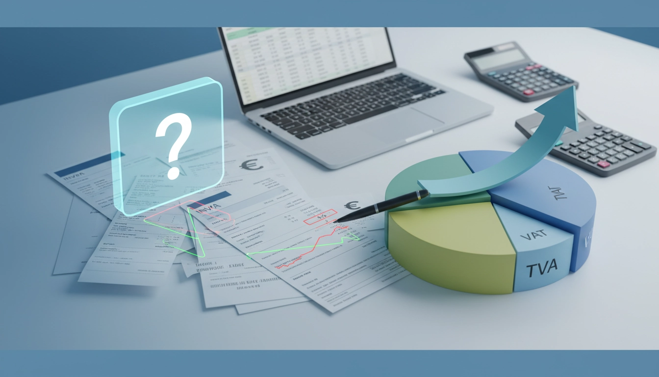 Illustration d'une facture professionnelle avec mention de la TVA sur une facture et taux applicables
